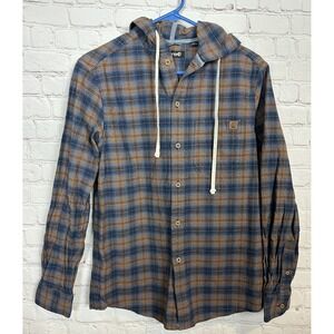 Solaris Mens long sleeve‎ button up hooded outdoor hiking surf beach shirt, sz S